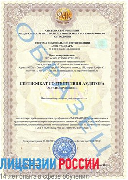 Образец сертификата соответствия аудитора №ST.RU.EXP.00006030-1 Биробиджан Сертификат ISO 27001